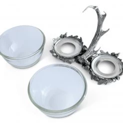 Vagabond House Fallen Antler Double Glass Dip Bowl Dip Bowls & Sauce Bowls