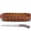 Vagabond House Bread Trays Oval Bread Board With Antler Knife