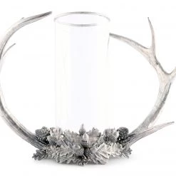 Vagabond House Pewter Antler Hurricane Candlesticks & Candle Snuffers