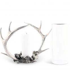 Vagabond House Pewter Antler Hurricane Candlesticks & Candle Snuffers