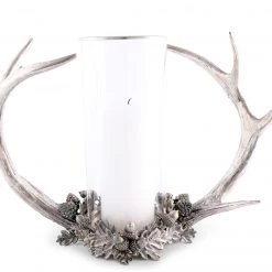 Vagabond House Pewter Antler Hurricane Candlesticks & Candle Snuffers