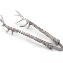 Vagabond House Lodge Style Pewter Antler Pattern Ice / Bread Tongs
