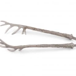 Vagabond House Lodge Style Pewter Antler Pattern Ice / Bread Tongs