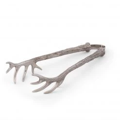 Vagabond House Lodge Style Pewter Antler Pattern Ice / Bread Tongs