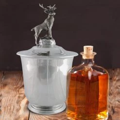 Vagabond House Pewter Elk Ice Bucket Lodge Style