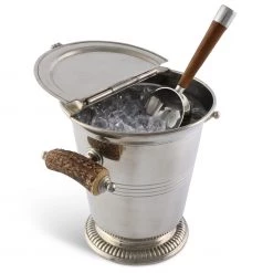 Vagabond House Pewter Ice Bucket With Antler Handles