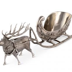Vagabond House Pewter Reindeer Sleigh Centerpiece Christmas