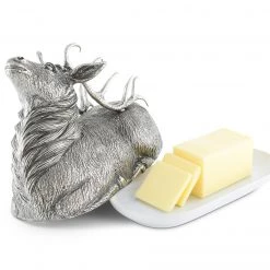 Vagabond House Pewter Stag Butter Dish Lodge Style