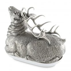 Vagabond House Pewter Stag Butter Dish Lodge Style