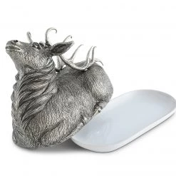Vagabond House Pewter Stag Butter Dish Lodge Style
