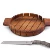 Vagabond House Round Bread Board With Antler Knife Bread Trays
