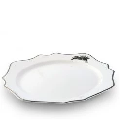 Vagabond House Running Elk Bone China Scallop Charger Platinum Rim