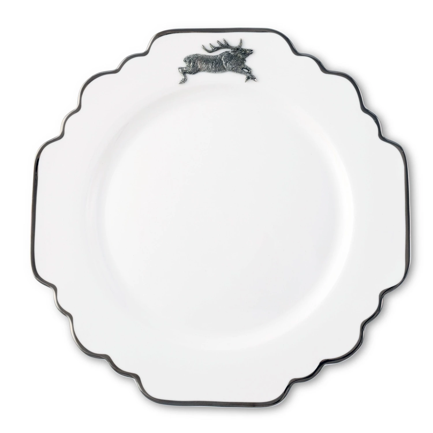 Vagabond House Dinnerware Running Elk Bone China Scallop Dinner Plate Platinum Rim 1 Vagabond House Dinnerware Running Elk Bone China Scallop Dinner Plate Platinum Rim
