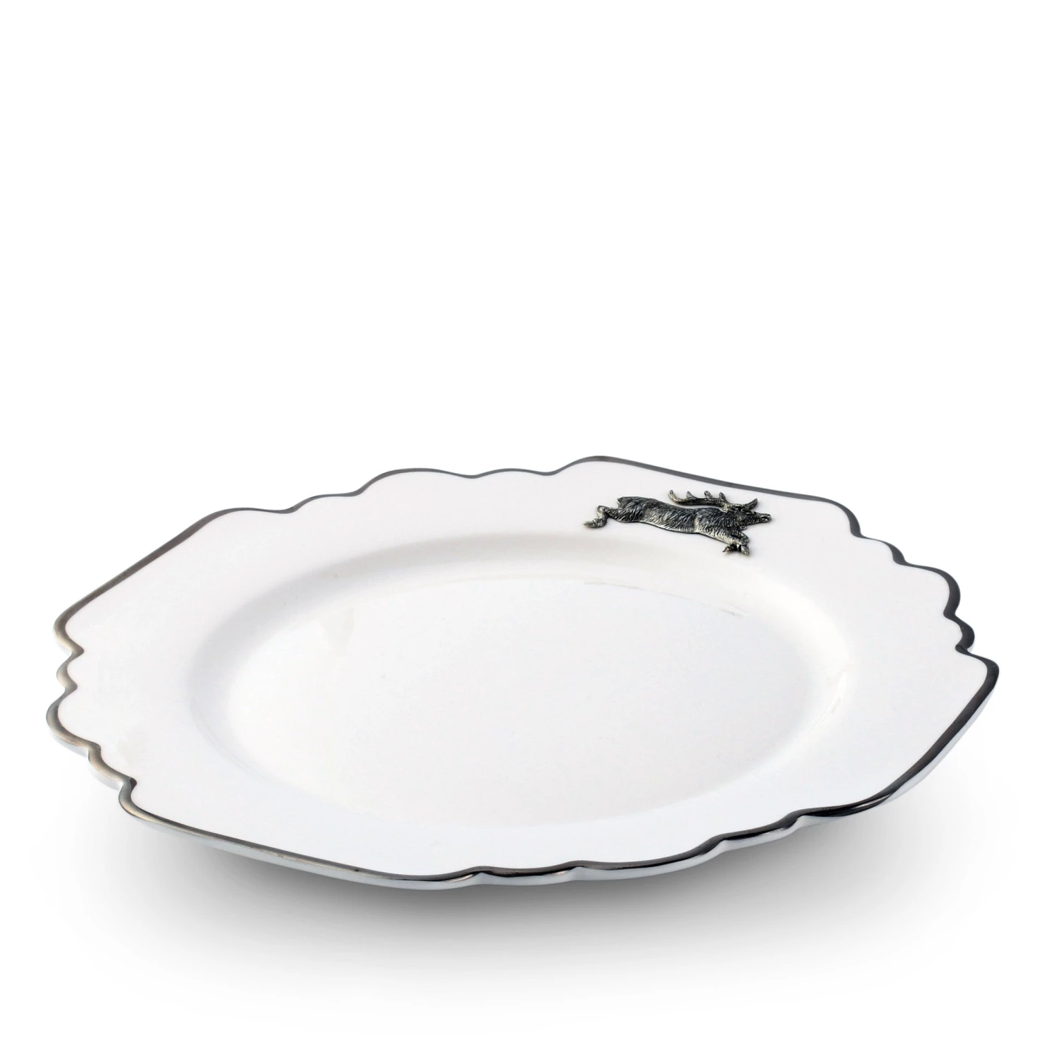 Vagabond House Dinnerware Running Elk Bone China Scallop Dinner Plate Platinum Rim 2 Vagabond House Dinnerware Running Elk Bone China Scallop Dinner Plate Platinum Rim