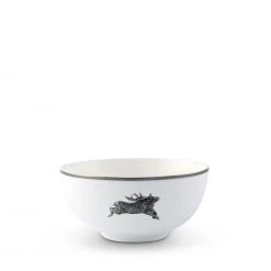 Vagabond House Dinnerware Running Elk Cereal Bowl Bone China Platinum Rim