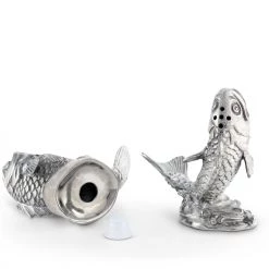 Vagabond House Salmon Salt & Pepper Set Lodge Style 8 Vagabond House Salmon Salt & Pepper Set Lodge Style