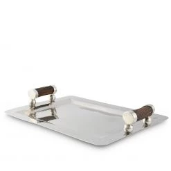 Vagabond House Stainless Serving Tray Composite Antler Handles Trays