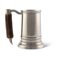 Vagabond House Mugs Straight English Pewter Mug Composit Antler Handle