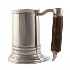 Vagabond House Mugs Straight English Pewter Mug Composit Antler Handle