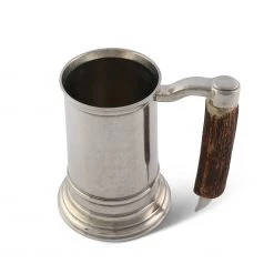 Vagabond House Mugs Straight English Pewter Mug Composit Antler Handle