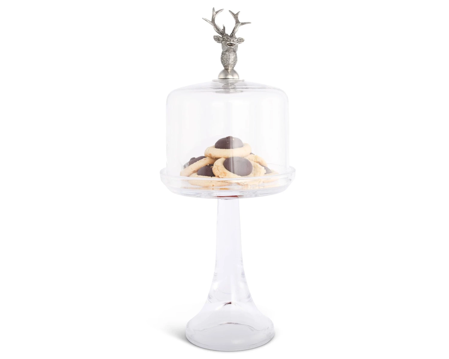 Vagabond House Elk Head Knob Glass Covered Cake / Dessert Stand 3 Vagabond House Elk Head Knob Glass Covered Cake / Dessert Stand