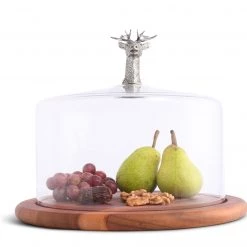 Vagabond House Cheese Boards Elk Head Glass Covered Cheese Wood Board