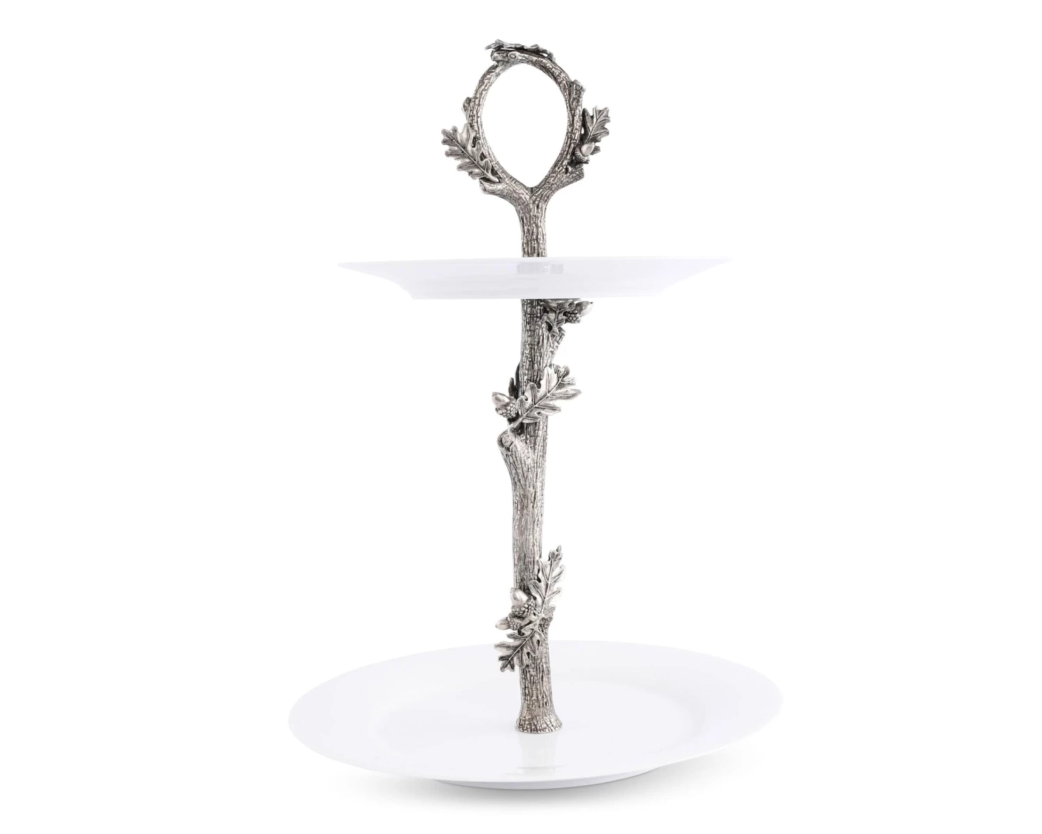 Vagabond House Acorn Oak & Leaf Dessert Stand 1 Vagabond House Acorn Oak & Leaf Dessert Stand