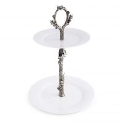 Vagabond House Acorn Oak & Leaf Dessert Stand 6 Vagabond House Acorn Oak & Leaf Dessert Stand