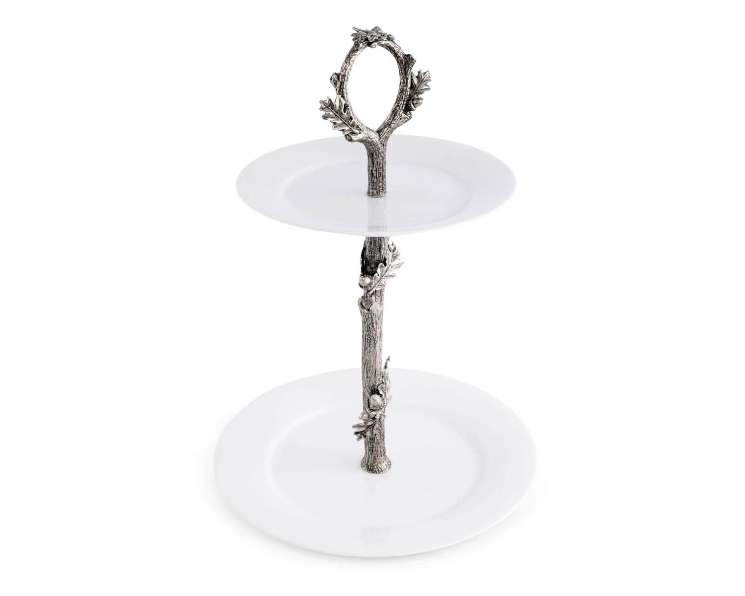 Vagabond House Acorn Oak & Leaf Dessert Stand 3 Vagabond House Acorn Oak & Leaf Dessert Stand