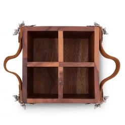 Vagabond House Acorn Oak Leaf Flatware Caddy - Square Box Wood Majestic Forest