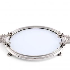 Vagabond House Majestic Forest Acorn & Oak Leaf Oval Glass Tray 7 Vagabond House Majestic Forest Acorn & Oak Leaf Oval Glass Tray