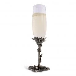 Vagabond House Majestic Forest Acorn & Oak Leaf Pewter Champagne Flute