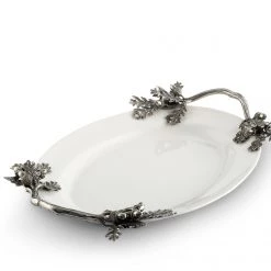 Vagabond House Trays Acorn Oak & Leaf Stoneware Tray - Small