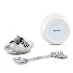 Vagabond House Acorn Oak Leaf Sugar Bowl And Spoon 7 Vagabond House Acorn Oak Leaf Sugar Bowl And Spoon