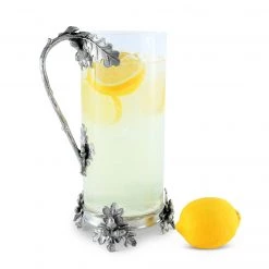 Vagabond House Glass Pitcher Pewter Acorn & Oak Leaf Handle