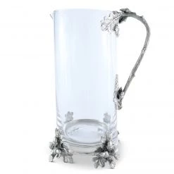 Vagabond House Glass Pitcher Pewter Acorn & Oak Leaf Handle