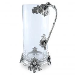 Vagabond House Glass Pitcher Pewter Acorn & Oak Leaf Handle