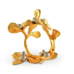 Vagabond House Majestic Forest Golden Winter Berry Napkin Ring
