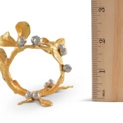 Vagabond House Majestic Forest Golden Winter Berry Napkin Ring