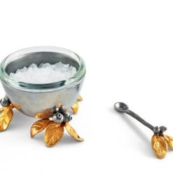 Vagabond House Golden Winter Berry Salt Cellar Majestic Forest