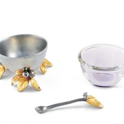 Vagabond House Golden Winter Berry Salt Cellar Majestic Forest