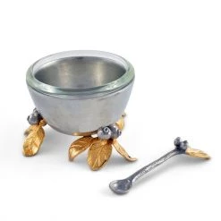 Vagabond House Golden Winter Berry Salt Cellar Majestic Forest