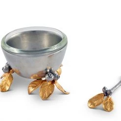 Vagabond House Golden Winter Berry Salt Cellar Majestic Forest