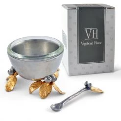 Vagabond House Golden Winter Berry Salt Cellar Majestic Forest