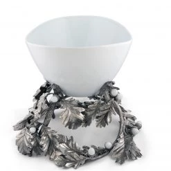 Vagabond House Majestic Forest Oak Leaf Acorn Centerpiece Porcelain Bowl