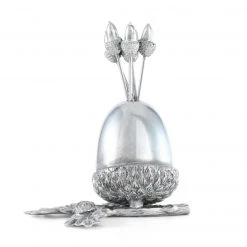 Vagabond House Majestic Forest Pewter Acorn Cheese Pick Set 8 Vagabond House Majestic Forest Pewter Acorn Cheese Pick Set