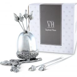 Vagabond House Majestic Forest Pewter Acorn Cheese Pick Set 10 Vagabond House Majestic Forest Pewter Acorn Cheese Pick Set
