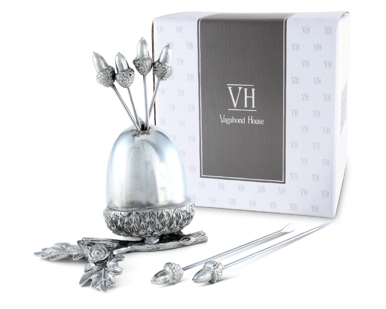 Vagabond House Majestic Forest Pewter Acorn Cheese Pick Set 5 Vagabond House Majestic Forest Pewter Acorn Cheese Pick Set