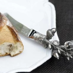 Vagabond House Cheese Tools Pewter Acorn & Oak Leaf Handle Spreader