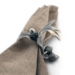 Vagabond House Pewter Acorn & Oak Leaf Napkin Ring Majestic Forest